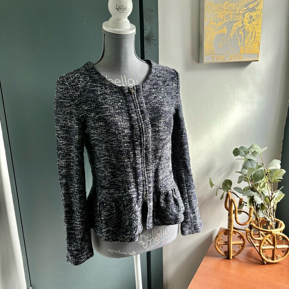 J Crew Peplum Blazer size small blue tweed